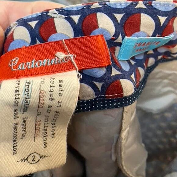 Anthropologie | Cartonnier Geometric Printed Cotton Blend Charlie Ankle Pants - Picture 5 of 9